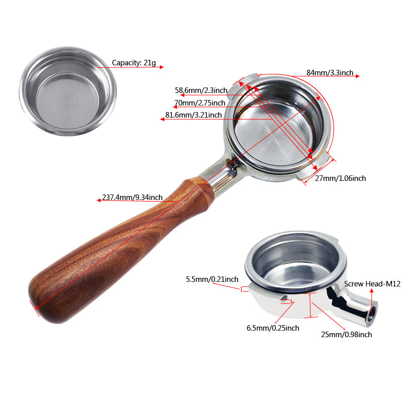 Coffee Bottomless Portafilter Group-head Coffee Machine Wooden Handle-Grand Kitchen