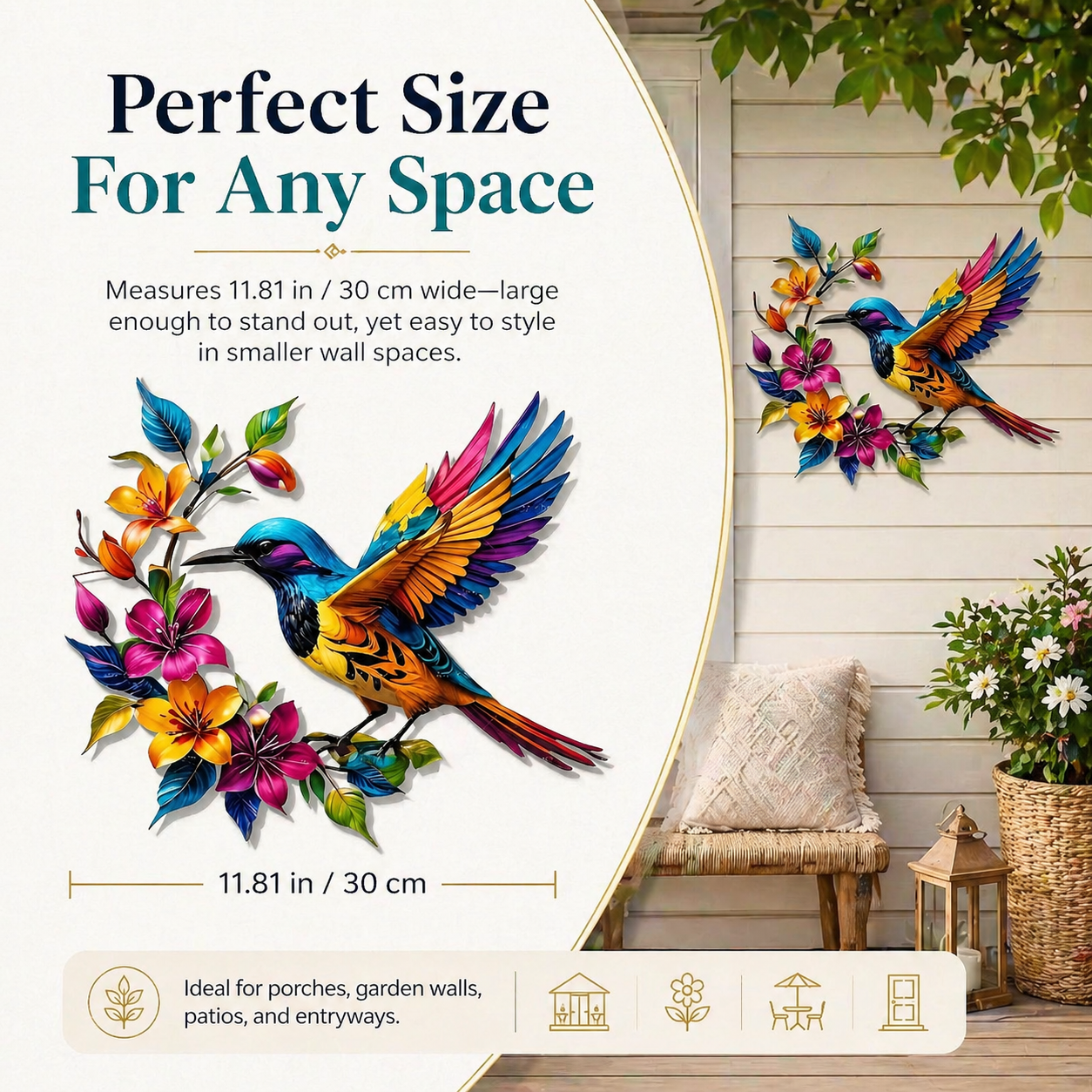 Hummingbird Bloom Metal Wall Art