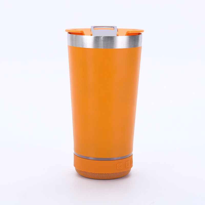 🔊☕ Stainless Steel Insulated Mug with Bluetooth Speaker – LED Light Music Tumbler