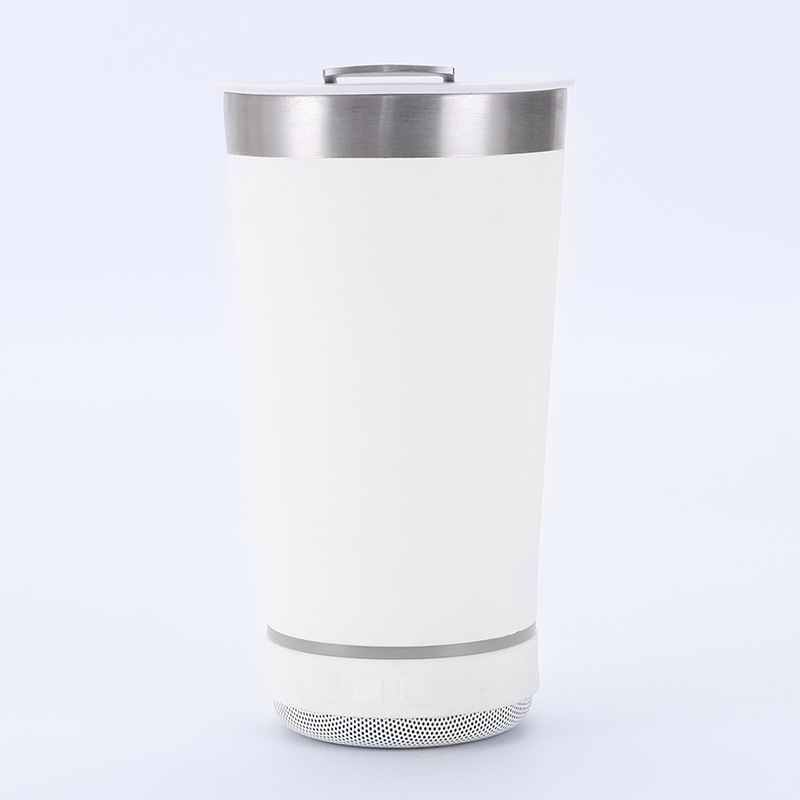 🔊☕ Stainless Steel Insulated Mug with Bluetooth Speaker – LED Light Music Tumbler