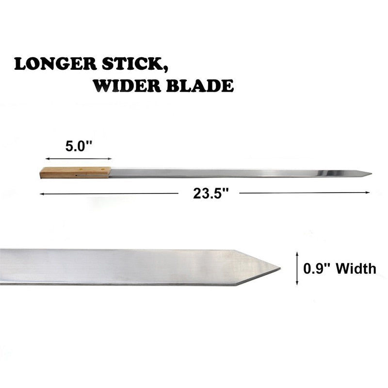 BBQ Skewers Barbecue Grill Forks Long Handle Flat BBQ Accessories Tool-Grand Kitchen