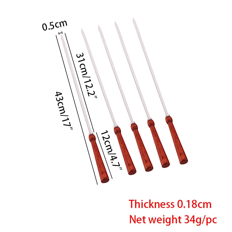 BBQ Skewers Flat Kebob Barbecue Skewer Long Meat Grill Needle Sticks-Grand Kitchen