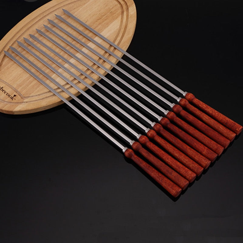 BBQ Skewers Flat Kebob Barbecue Skewer Long Meat Grill Needle Sticks-Grand Kitchen