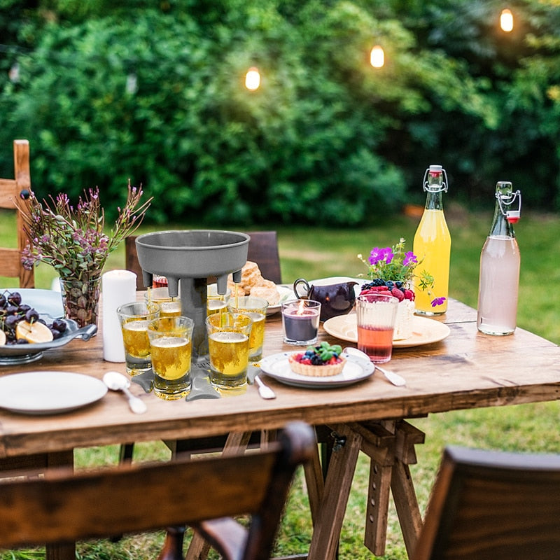 Liquor Dispenser 6 Shot Glass Wine Whisky Beer Dispenser Holder-Grand Kitchen