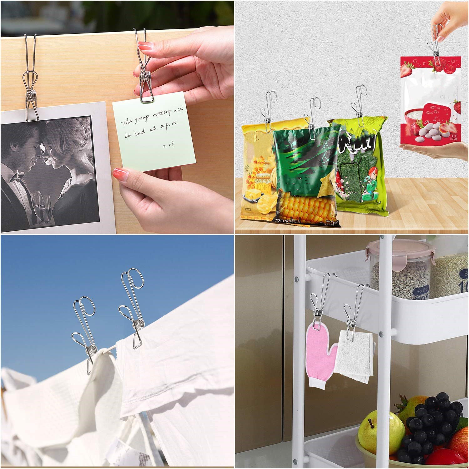 Stainless Steel Metal Long Tail Clip With Hooks - (1SET/5PCS)-Grand Kitchen