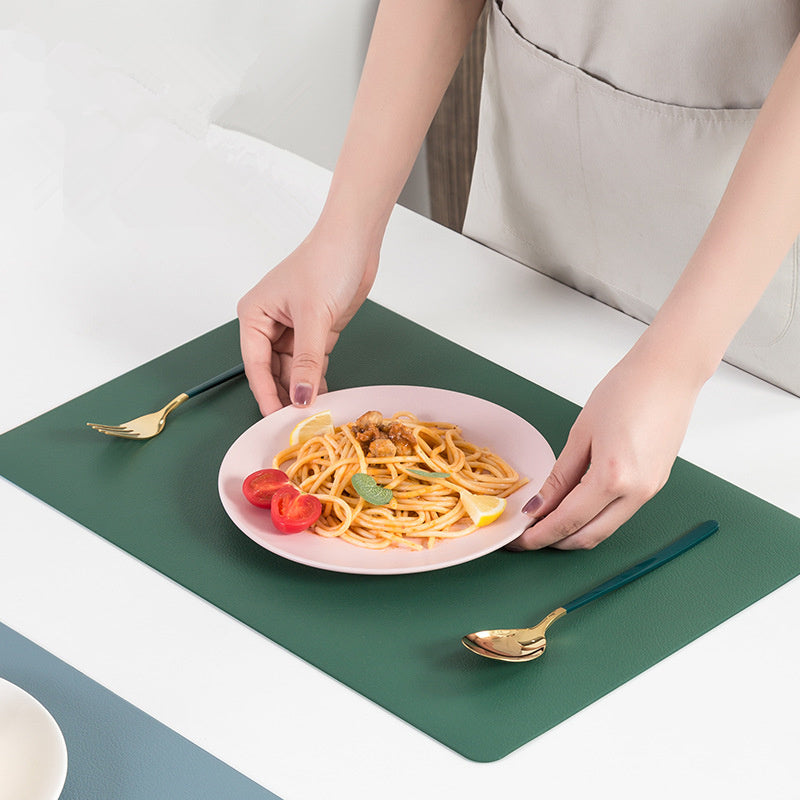 Faux Leather Placemats Heat Resistant Rectangle Mat Table Decorations-Grand Kitchen