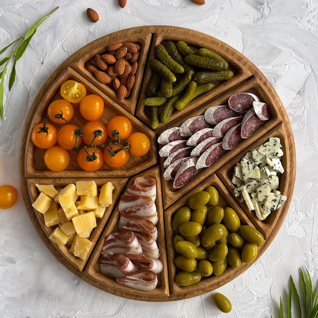 ​🏆Hot Sale⚡Puzzle Serving Tray - Wood with Removable Compartments