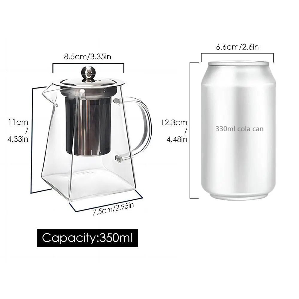 Glass Tea Set -  1 Piece Stainless Steel Filter Infusion Tea Kettle with Removable Infuser