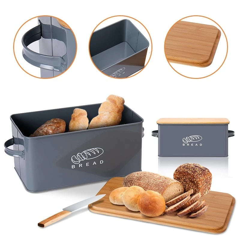 Bread Bin With Bamboo Cutting Board-Grand Kitchen