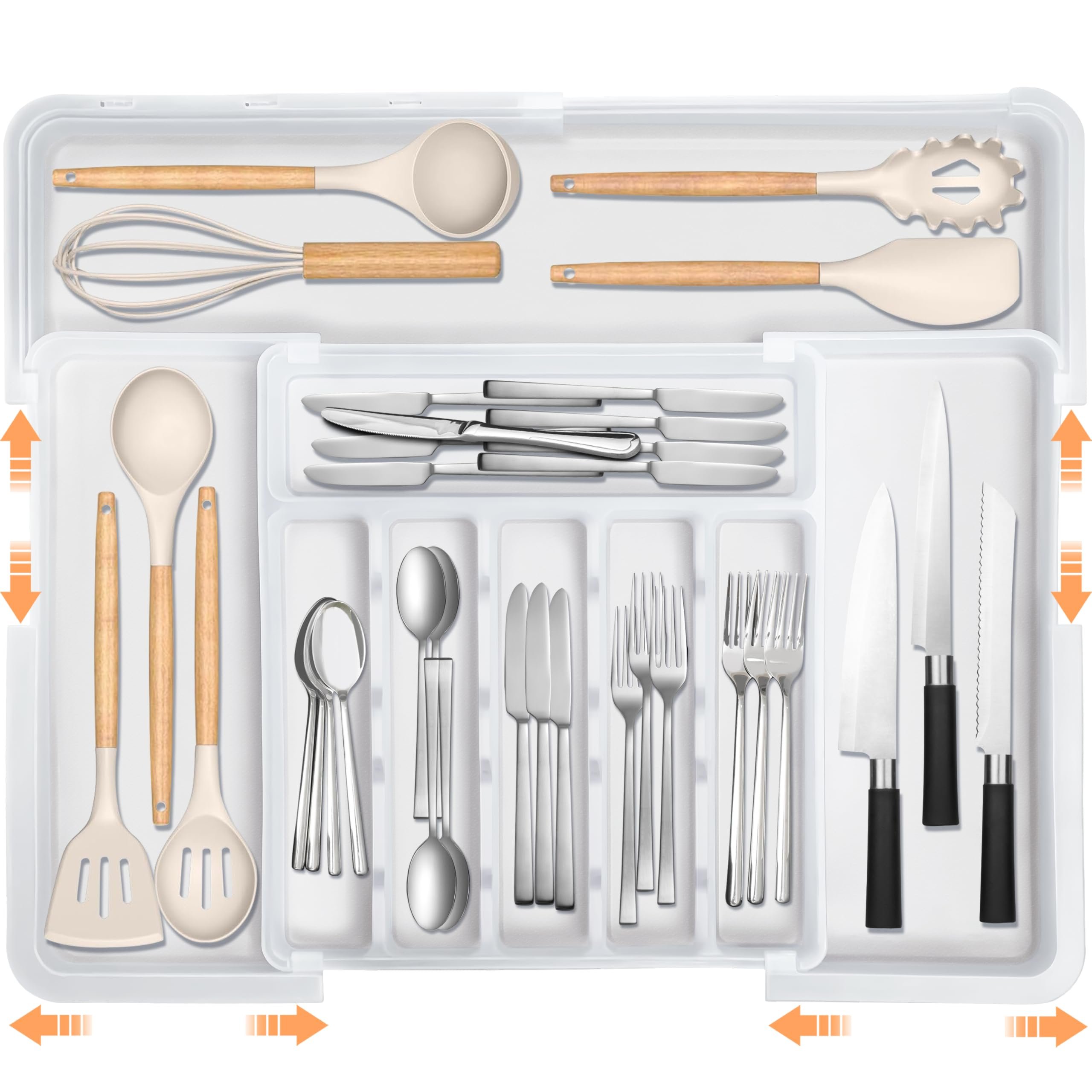Large Capacity Expandable Utensil Drawer Organizer