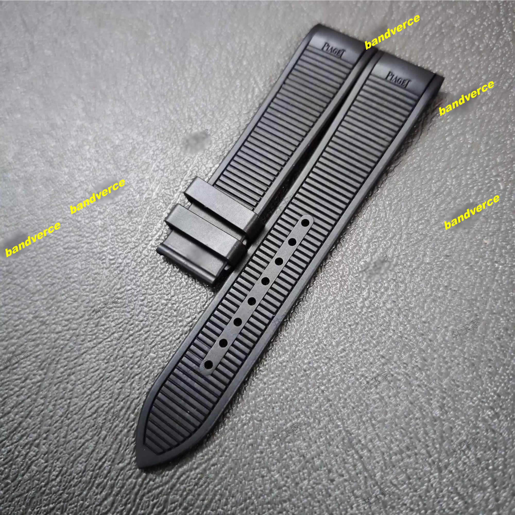 Piaget POLO Fluorocarbon Rubber Strap for POLO Watch “Black Knight” G0A47014, Dedicated Folding Clasp, 21mm