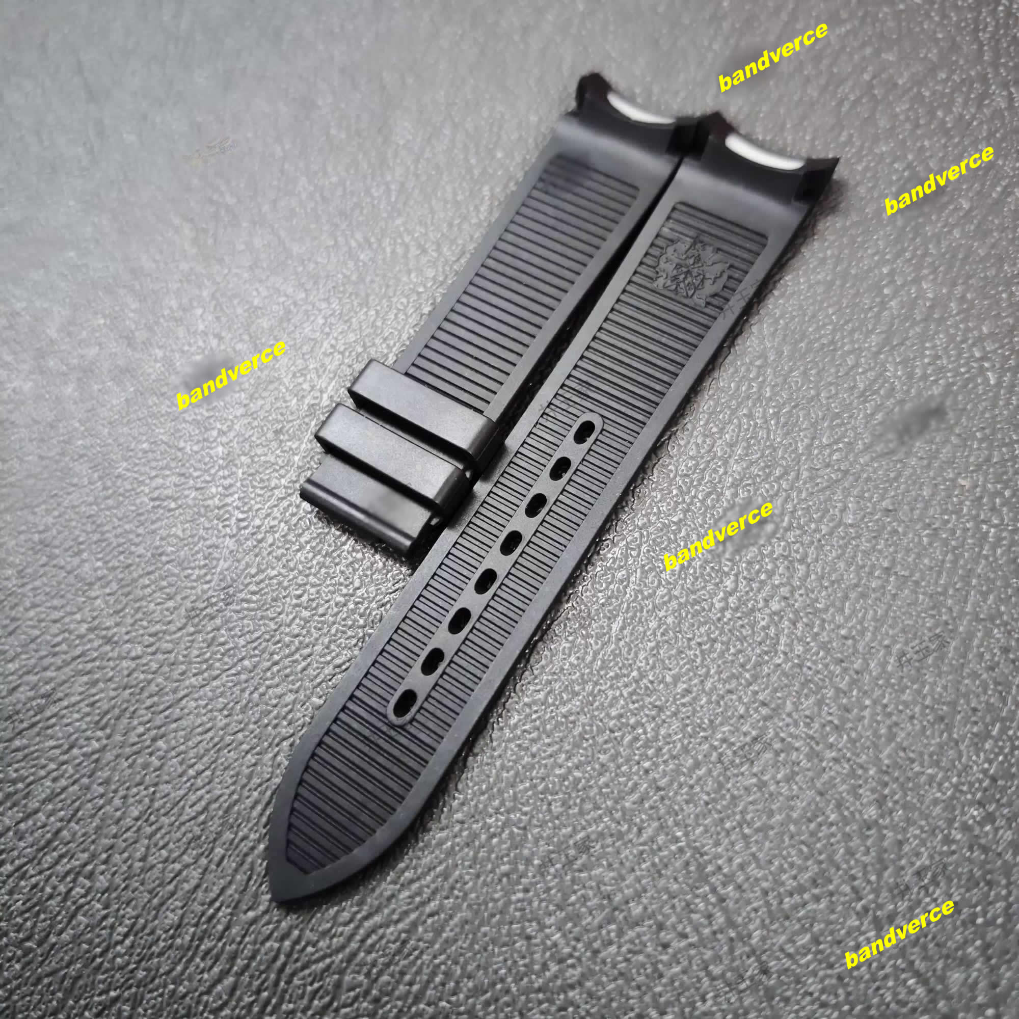 Piaget POLO Fluorocarbon Rubber Strap for POLO Watch “Black Knight” G0A47014, Dedicated Folding Clasp, 21mm