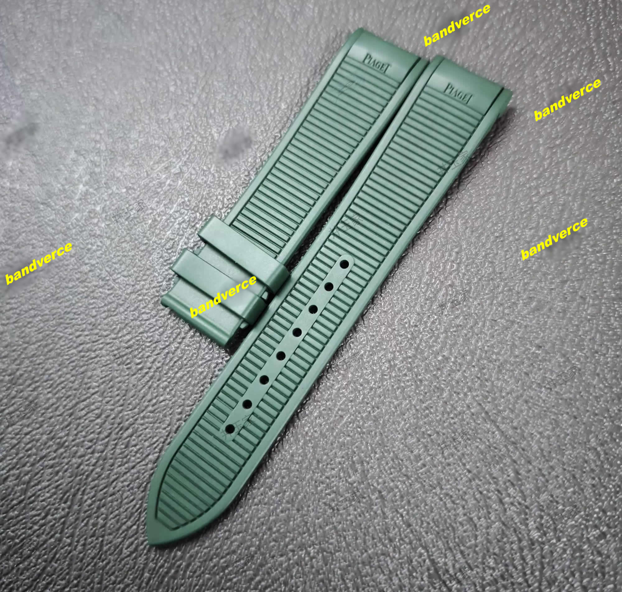 Piaget POLO Fluorocarbon Rubber Strap for POLO Watch “Black Knight” G0A47014, Dedicated Folding Clasp, 21mm