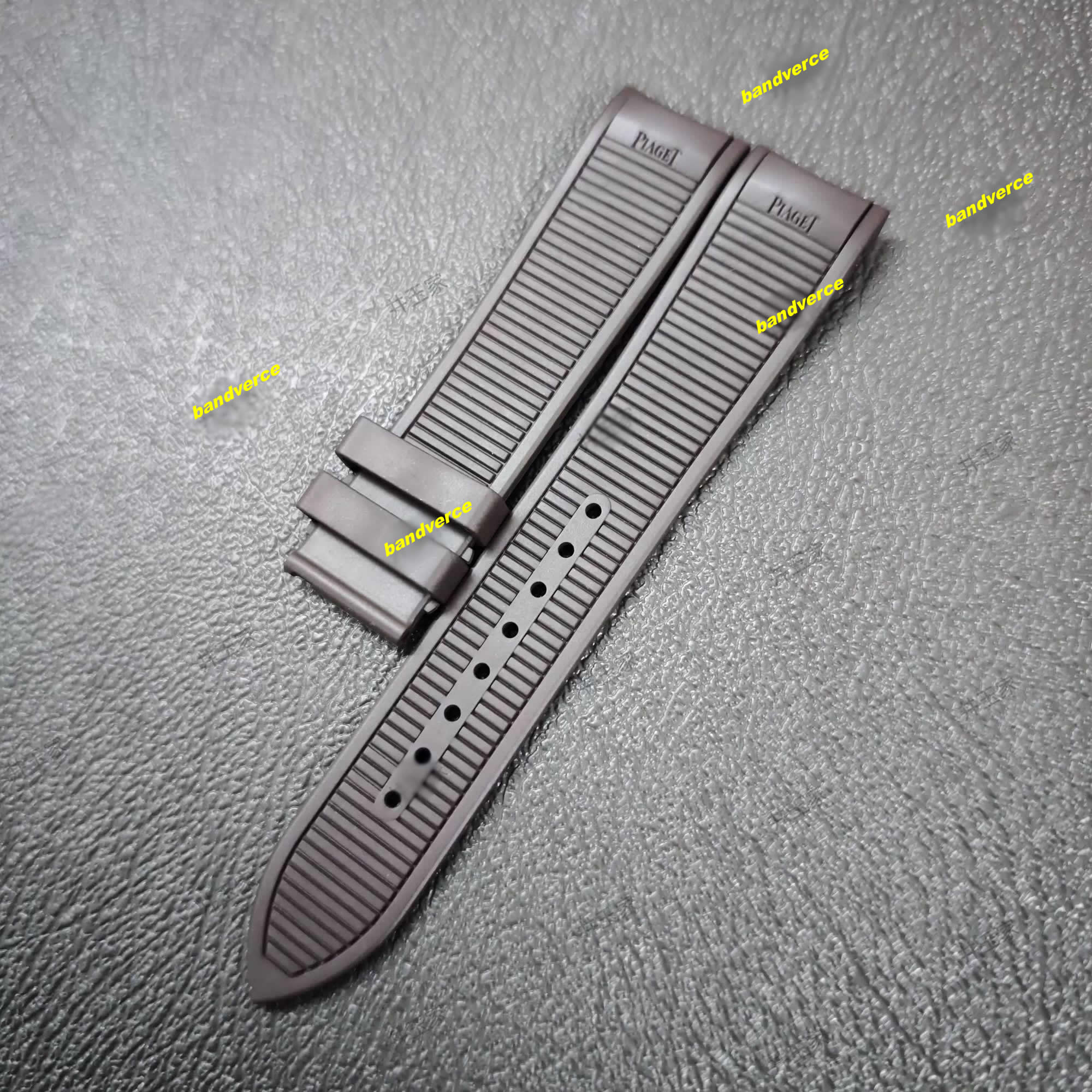 Piaget POLO Fluorocarbon Rubber Strap for POLO Watch “Black Knight” G0A47014, Dedicated Folding Clasp, 21mm