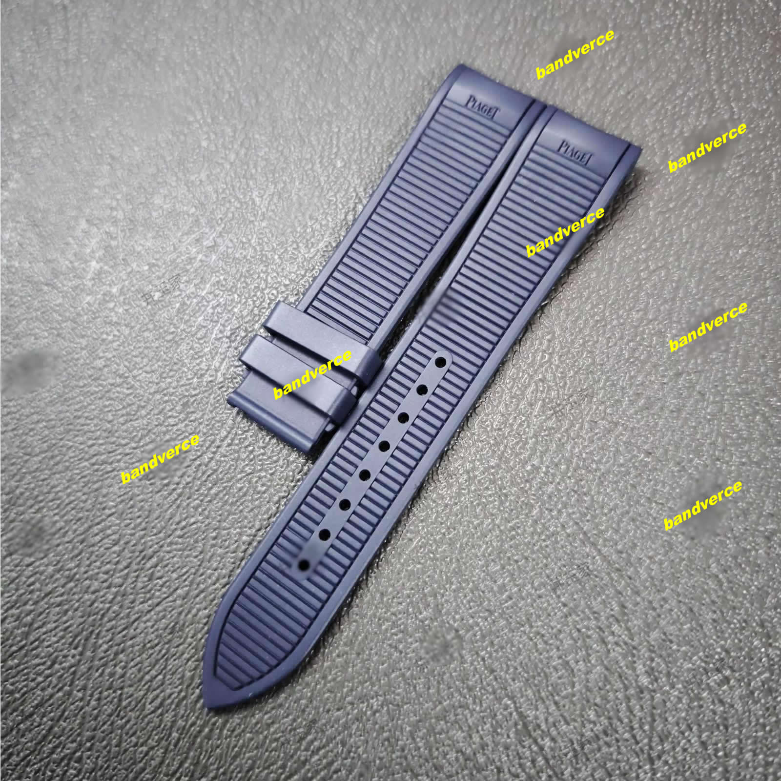 Piaget POLO Fluorocarbon Rubber Strap for POLO Watch “Black Knight” G0A47014, Dedicated Folding Clasp, 21mm