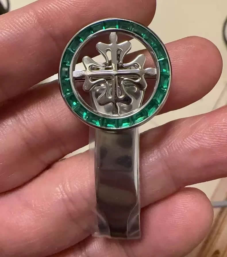 Patek Philippe Colored Gemstone-Set Lantern Buckle, Single-Fold Leather Strap Buckle 18mm