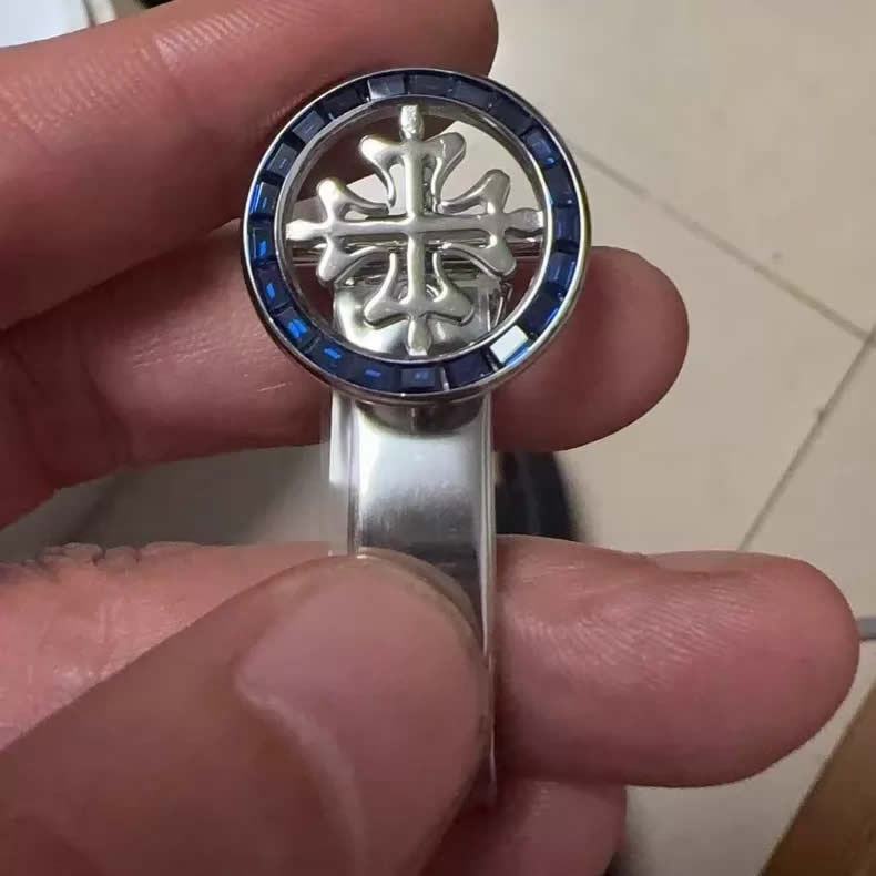 Patek Philippe Colored Gemstone-Set Lantern Buckle, Single-Fold Leather Strap Buckle 18mm