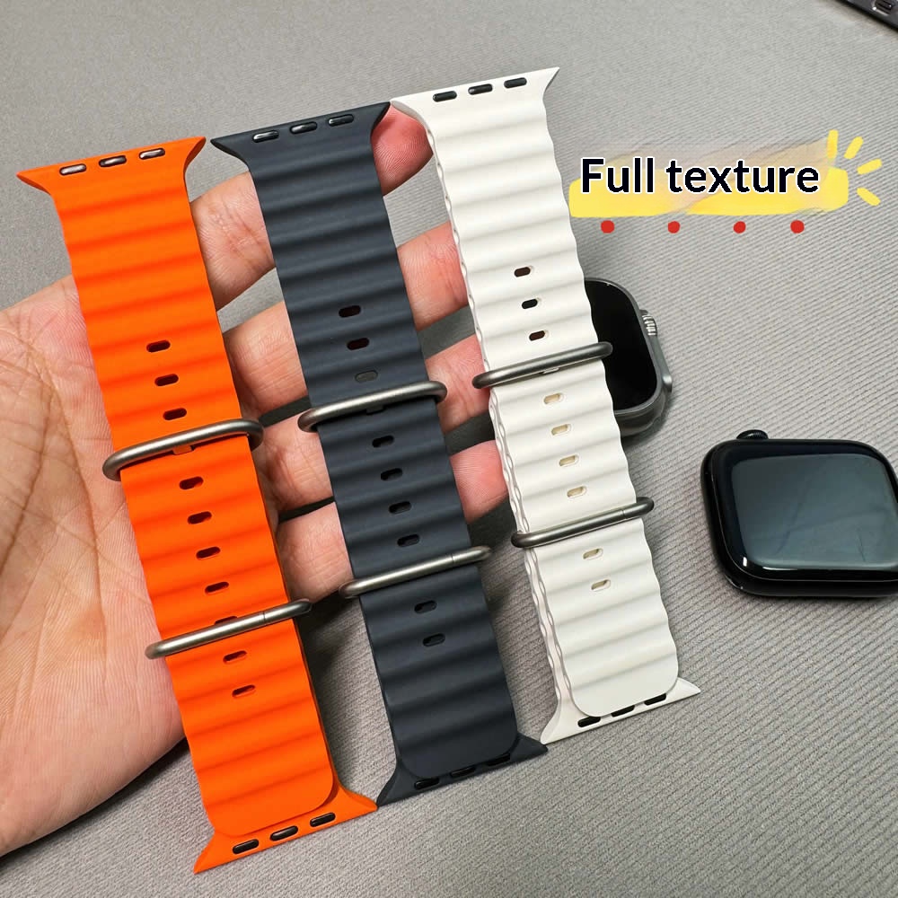 Apple Watch Ultra 3/2/1, Series 11/10/9/8 Fluorocarbon Rubber and Titanium Ocean Band