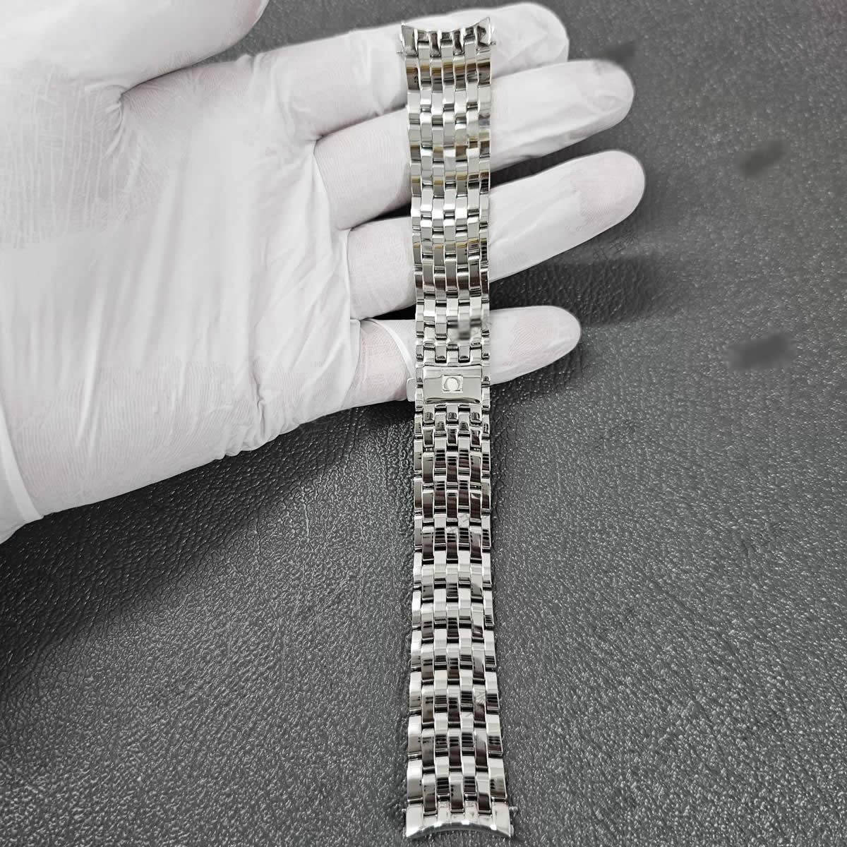 Genuine Omega De Ville 424 Steel Strap, 20mm Stainless Steel Folding Buckle Strap for De Ville II Men's Watches