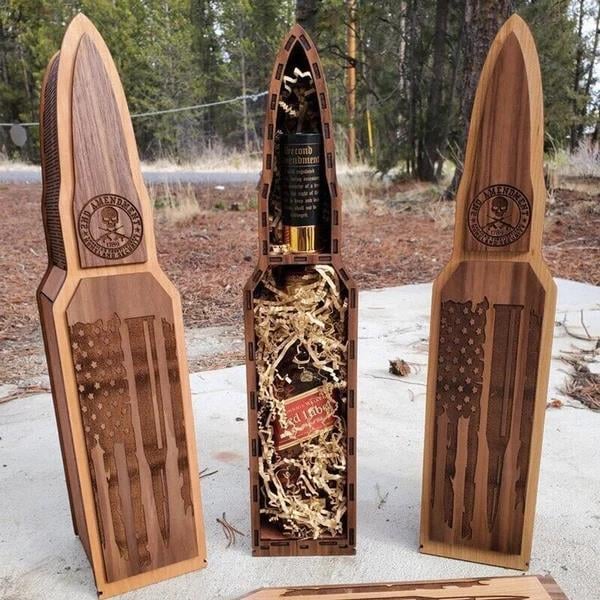 2nd Amendment wooden box Bullet booze gift box-Grand Kitchen