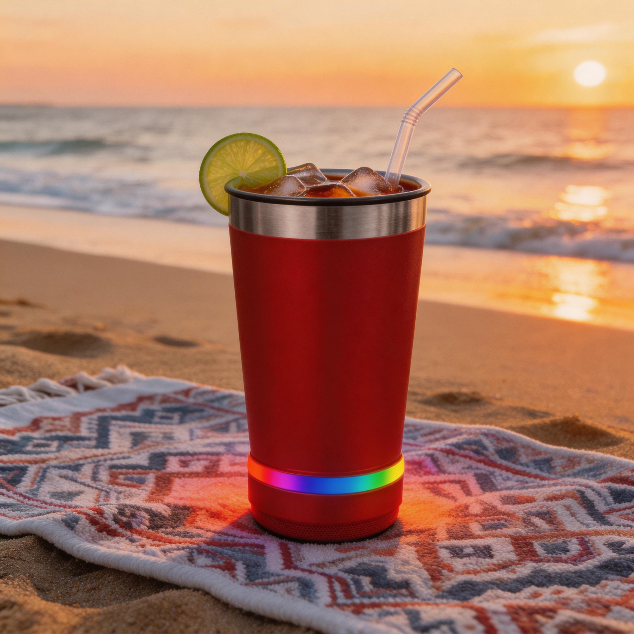 🔊☕ Stainless Steel Insulated Mug with Bluetooth Speaker – LED Light Music Tumbler