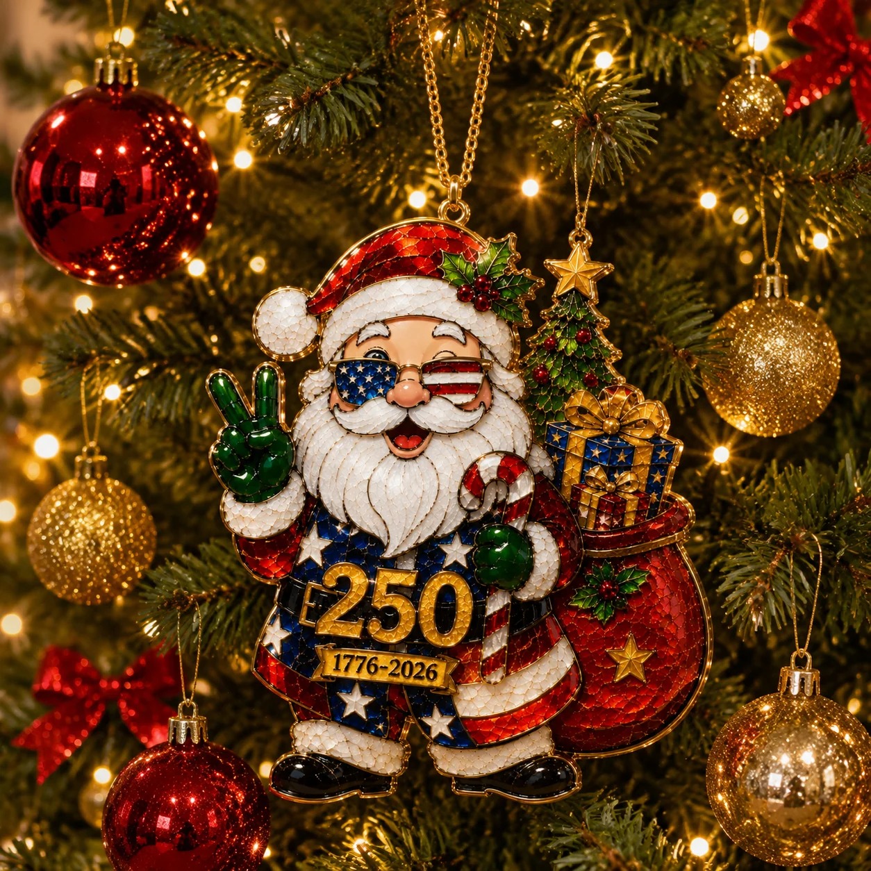 Patriotic Santa 250th Anniversary Ornament (1776–2026)