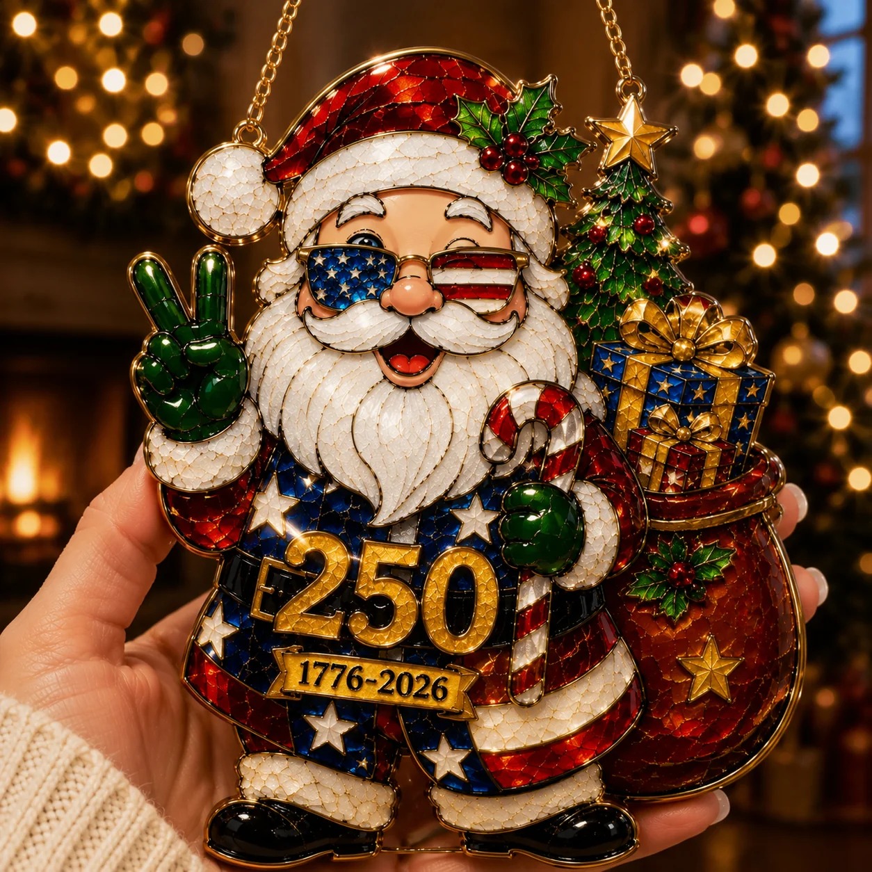 Patriotic Santa 250th Anniversary Ornament (1776–2026)