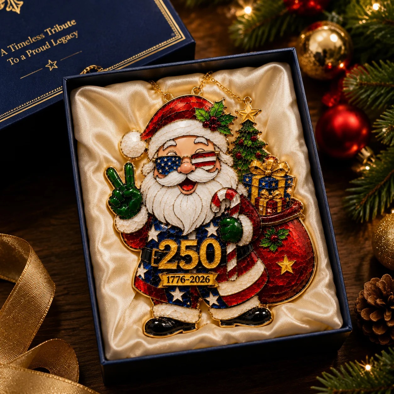 Patriotic Santa 250th Anniversary Ornament (1776–2026)