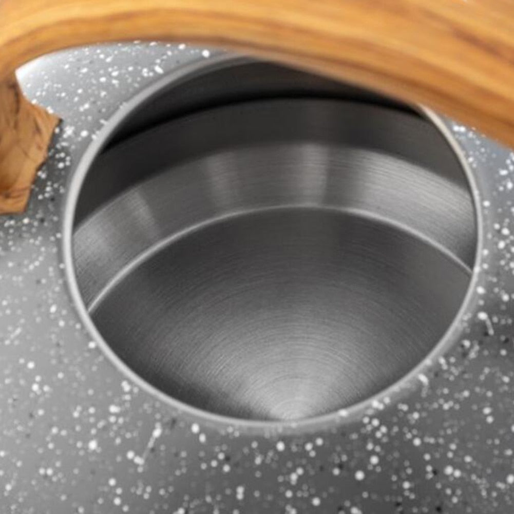 85oz Black Stainless Steel Kettle Teapot With Wood Grain Handle-Grand Kitchen