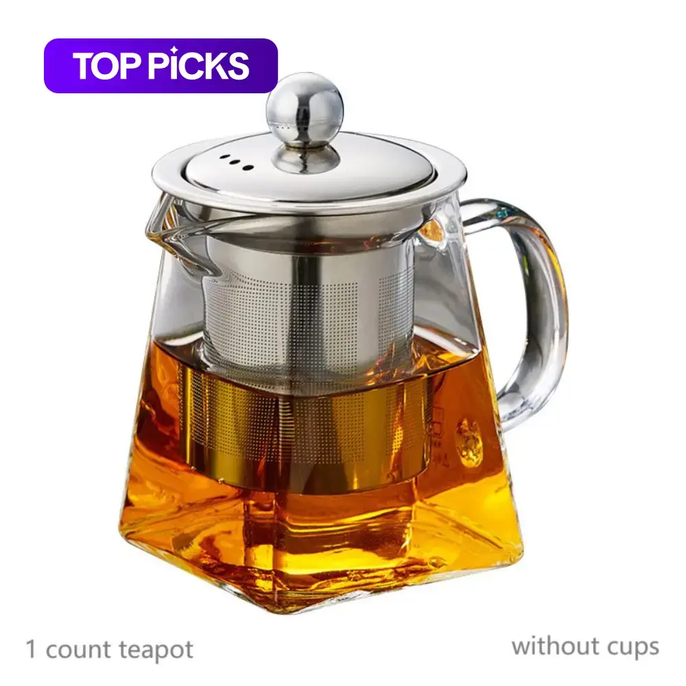 Glass Tea Set -  1 Piece Stainless Steel Filter Infusion Tea Kettle with Removable Infuser
