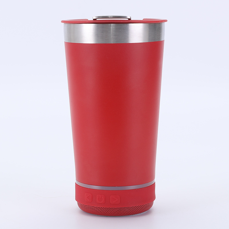 🔊☕ Stainless Steel Insulated Mug with Bluetooth Speaker – LED Light Music Tumbler