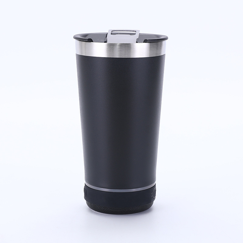 🔊☕ Stainless Steel Insulated Mug with Bluetooth Speaker – LED Light Music Tumbler