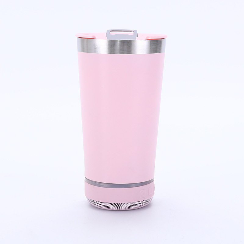 🔊☕ Stainless Steel Insulated Mug with Bluetooth Speaker – LED Light Music Tumbler