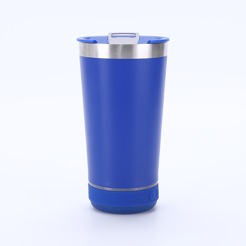 🔊☕ Stainless Steel Insulated Mug with Bluetooth Speaker – LED Light Music Tumbler