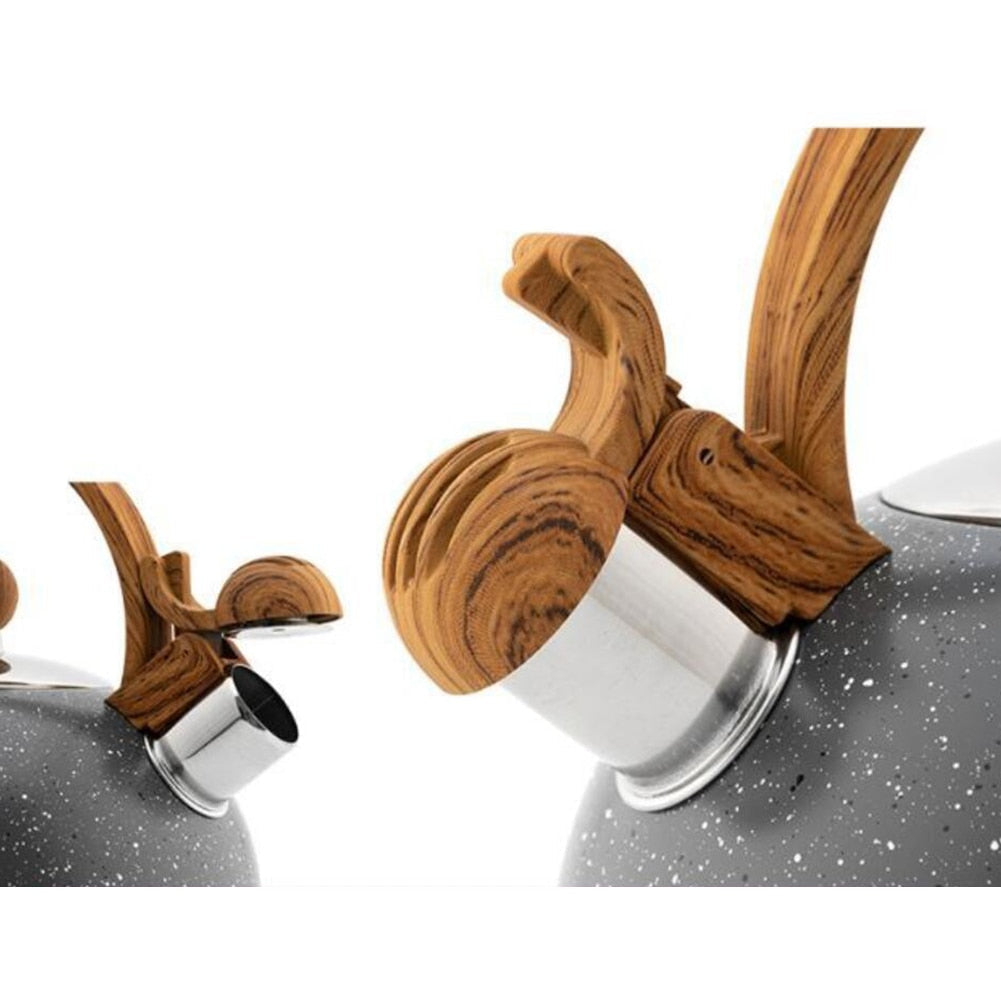 85oz Black Stainless Steel Kettle Teapot With Wood Grain Handle-Grand Kitchen