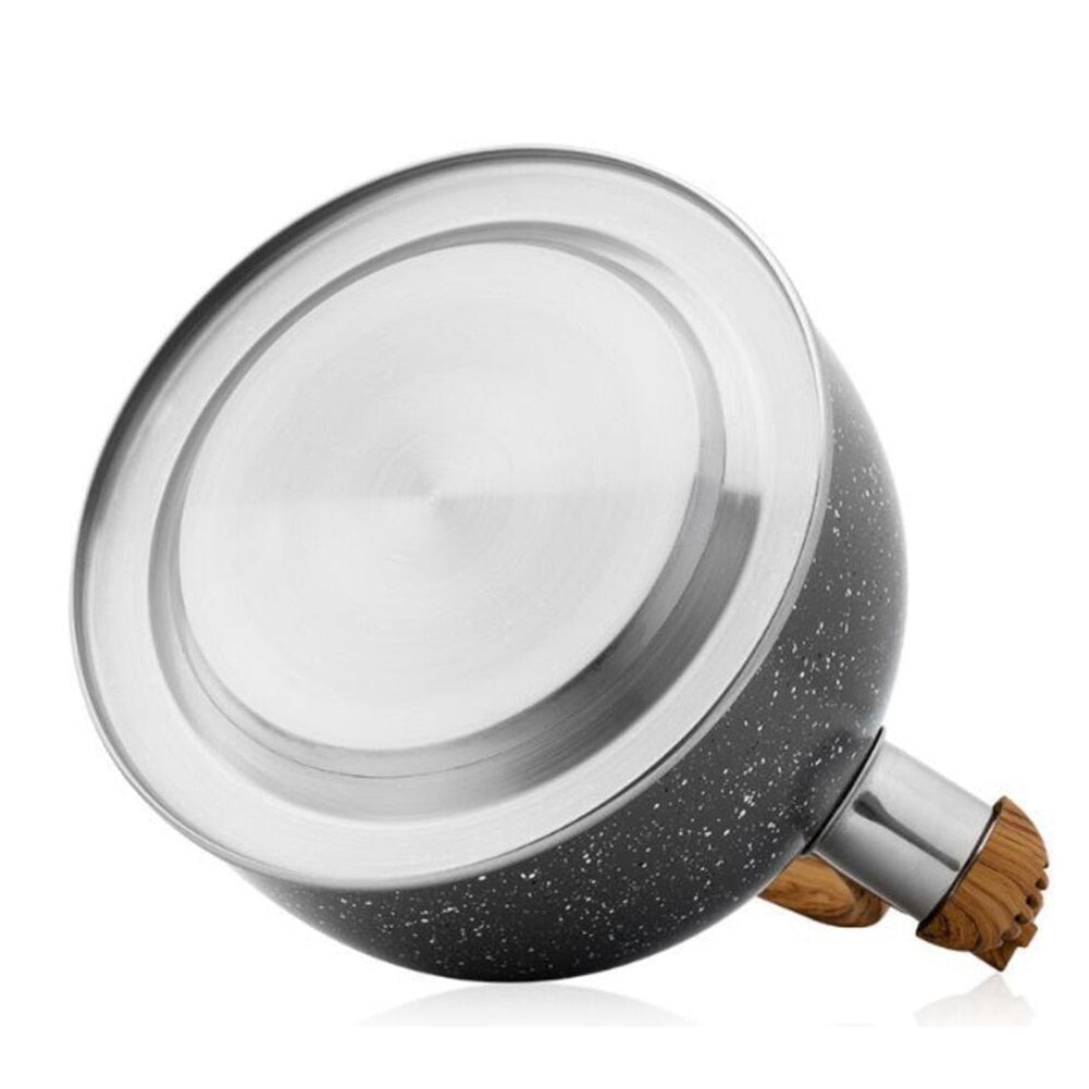 85oz Black Stainless Steel Kettle Teapot With Wood Grain Handle-Grand Kitchen