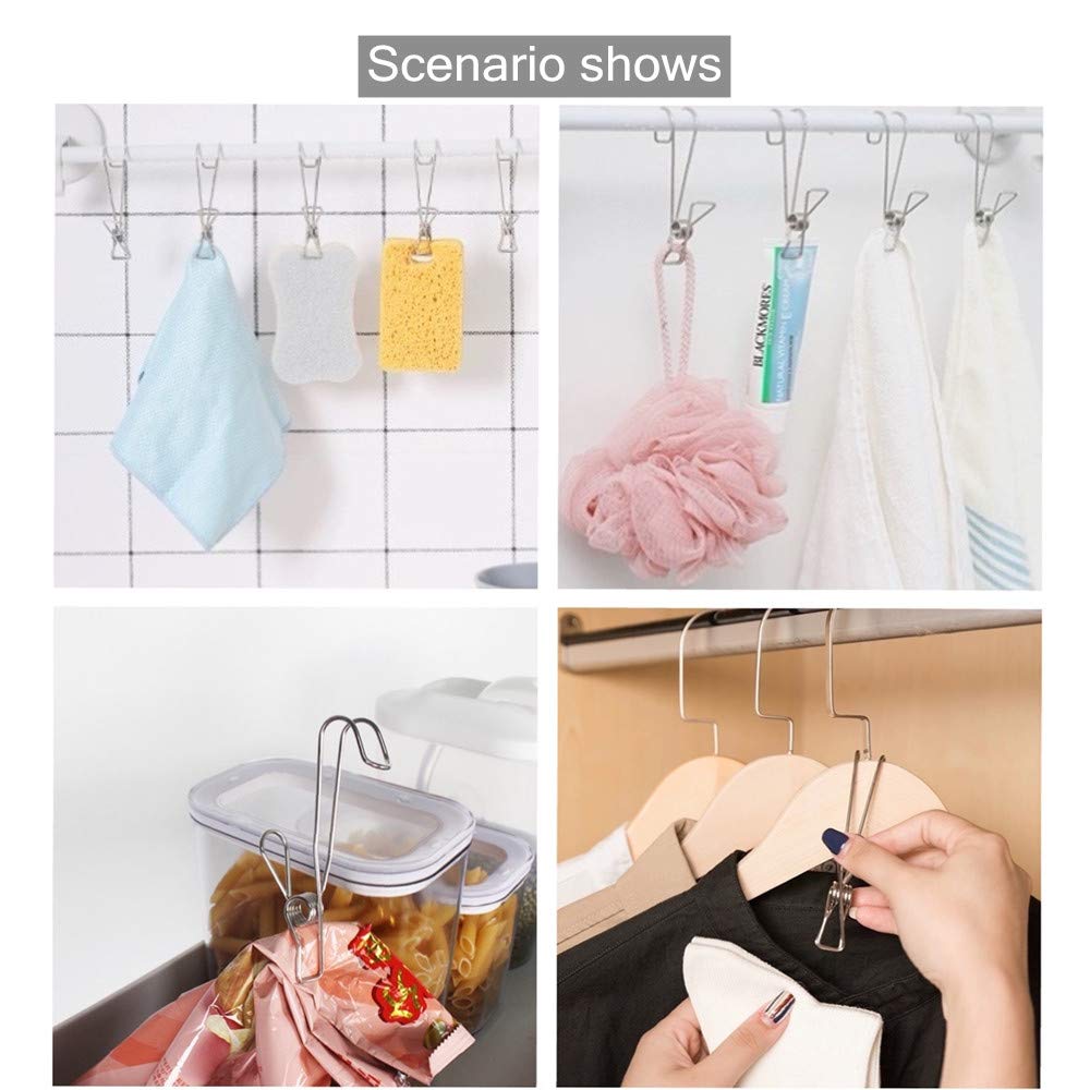Stainless Steel Metal Long Tail Clip With Hooks - (1SET/5PCS)-Grand Kitchen
