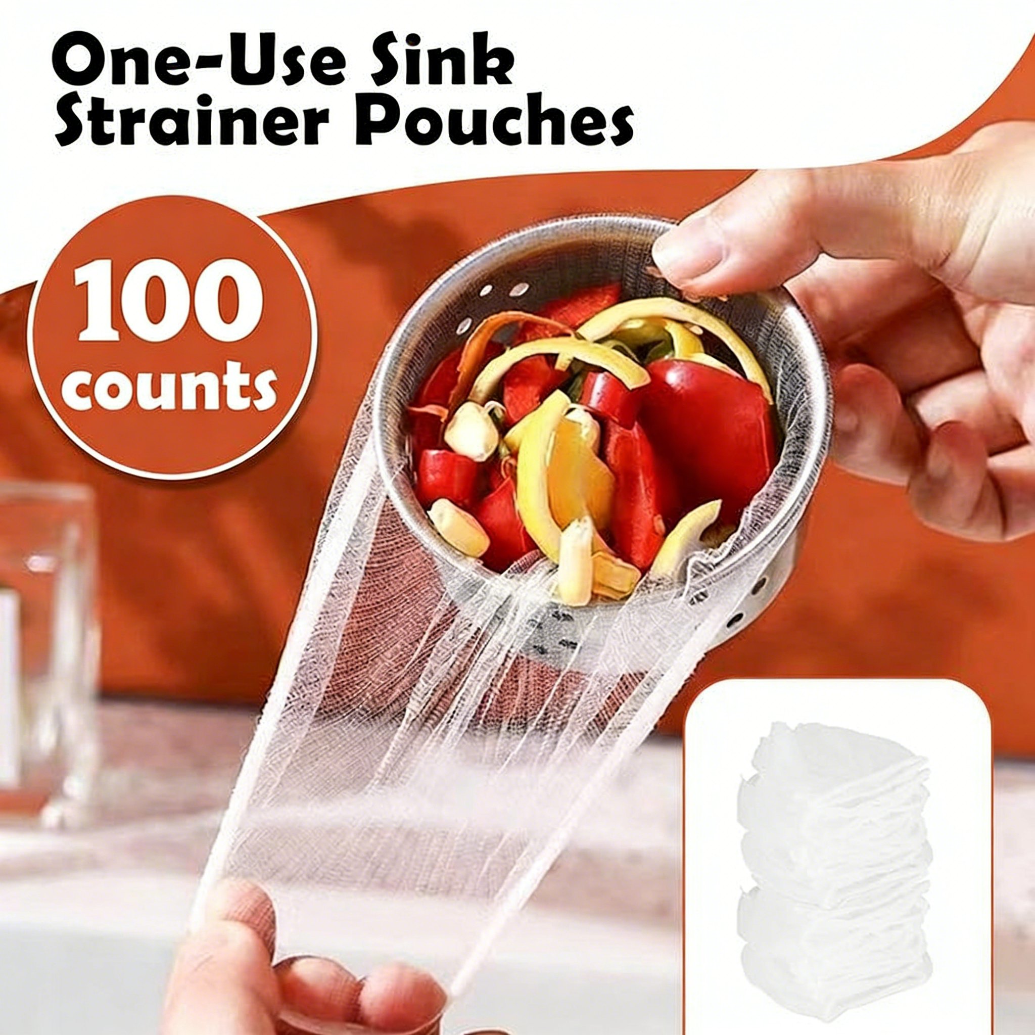 100 Counts Disposable Dishwashing Sink Drain fine mesh strainer Mesh Bag