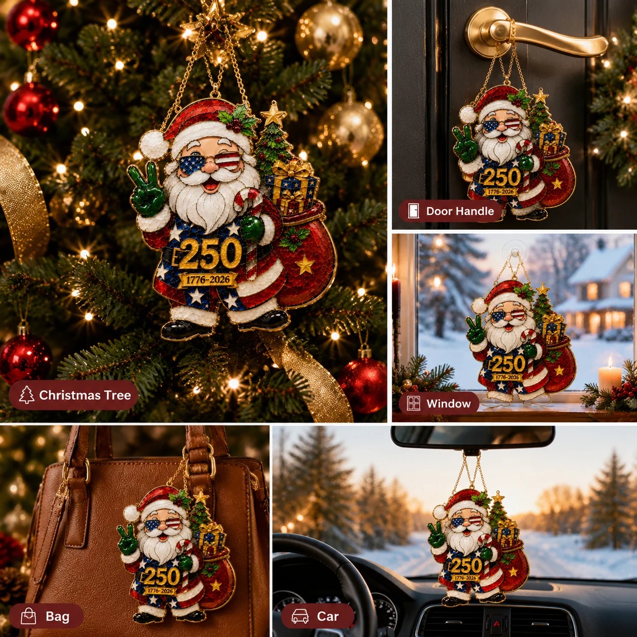Patriotic Santa 250th Anniversary Ornament (1776–2026)