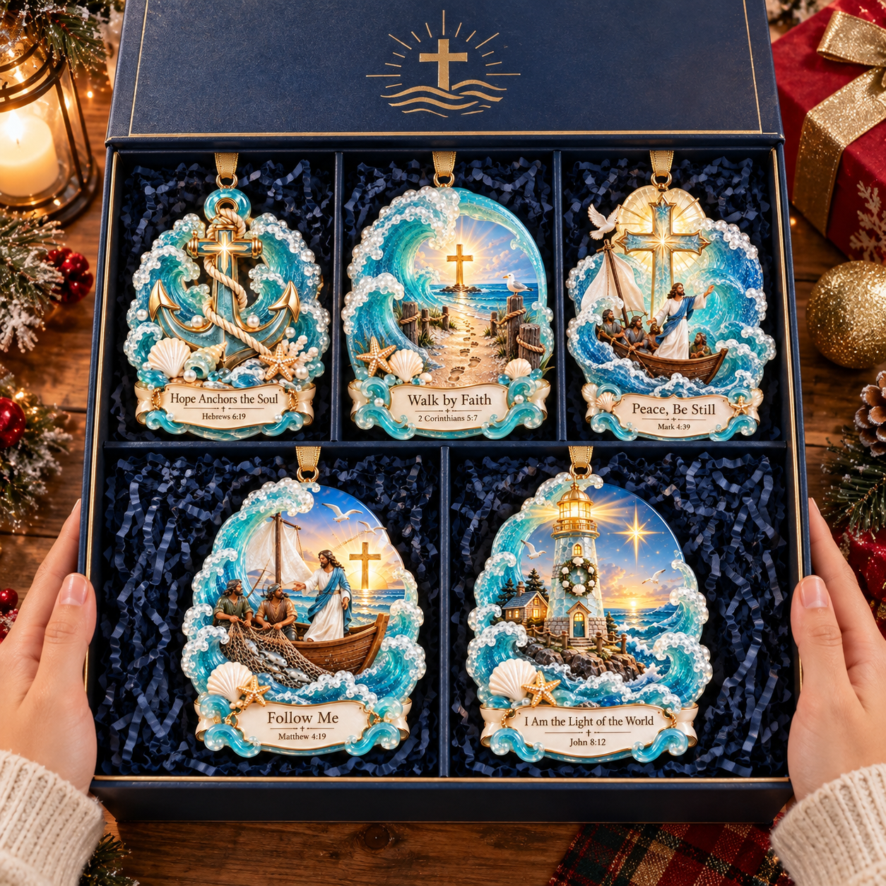 🌊✝️ Christian Ocean Inspired Christmas Ornament