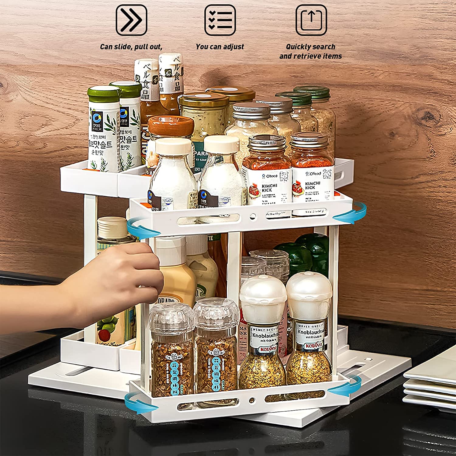 Rotating Spice Rack Organizer-Grand Kitchen