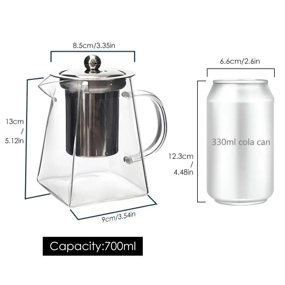 Glass Tea Set -  1 Piece Stainless Steel Filter Infusion Tea Kettle with Removable Infuser