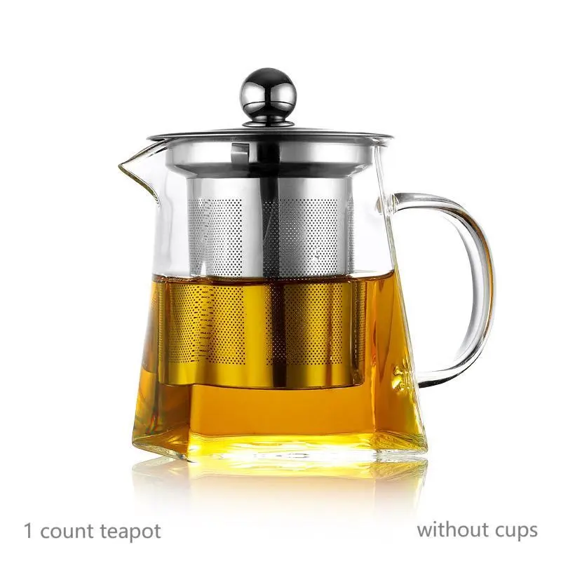 Glass Tea Set -  1 Piece Stainless Steel Filter Infusion Tea Kettle with Removable Infuser