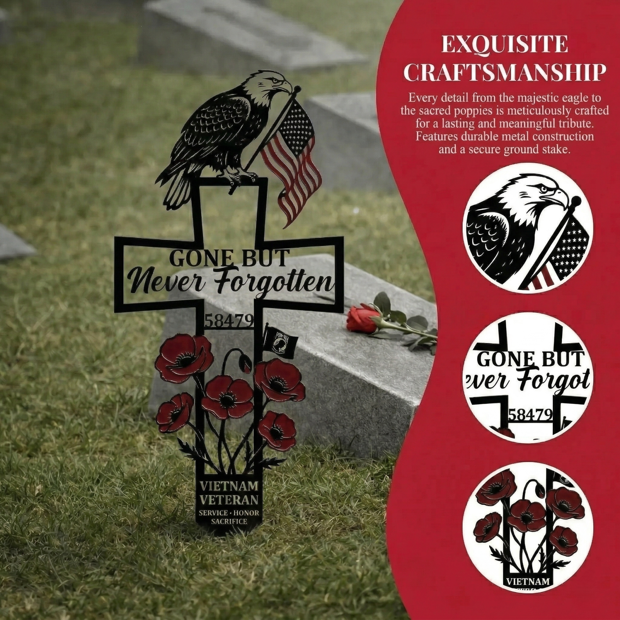 🇺🇸 Last Day Promo: 65% OFF ✝️ Vietnam Veteran Memorial Grave Marker Cross