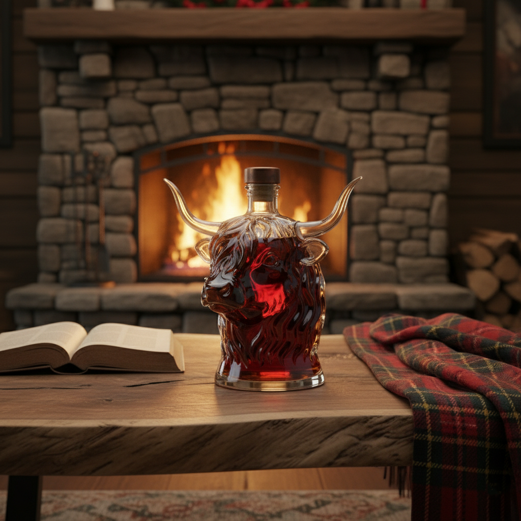 The Highland Bull Decanter – Hand-Blown Lead-Free Crystal Whiskey Dispenser 