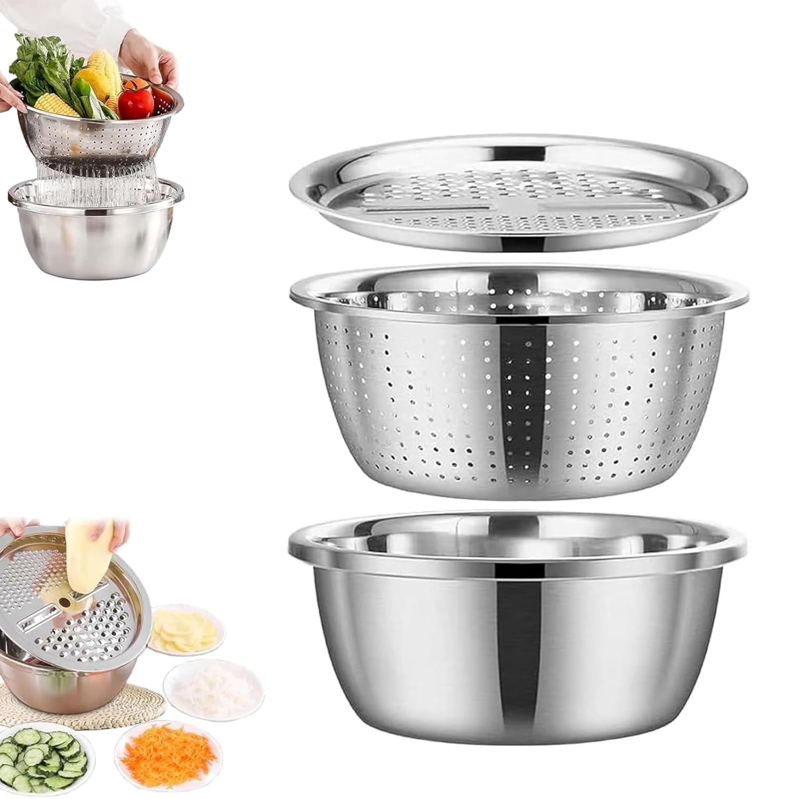 🔥Hot Sale 50% Off - 3-in-1 Multifunctional Stainless Steel Basin Set