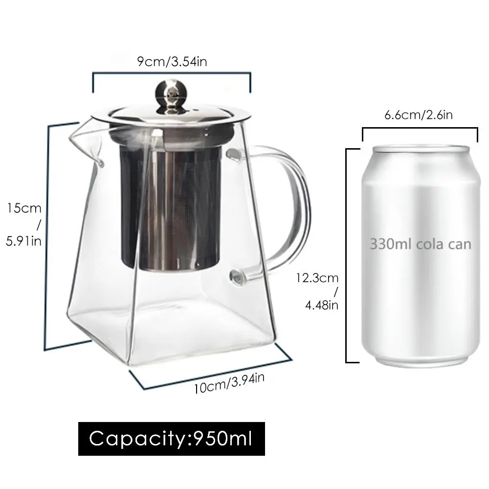 Glass Tea Set -  1 Piece Stainless Steel Filter Infusion Tea Kettle with Removable Infuser