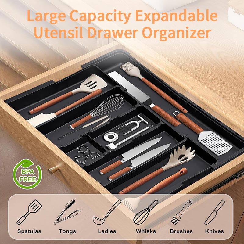 Large Capacity Expandable Utensil Drawer Organizer