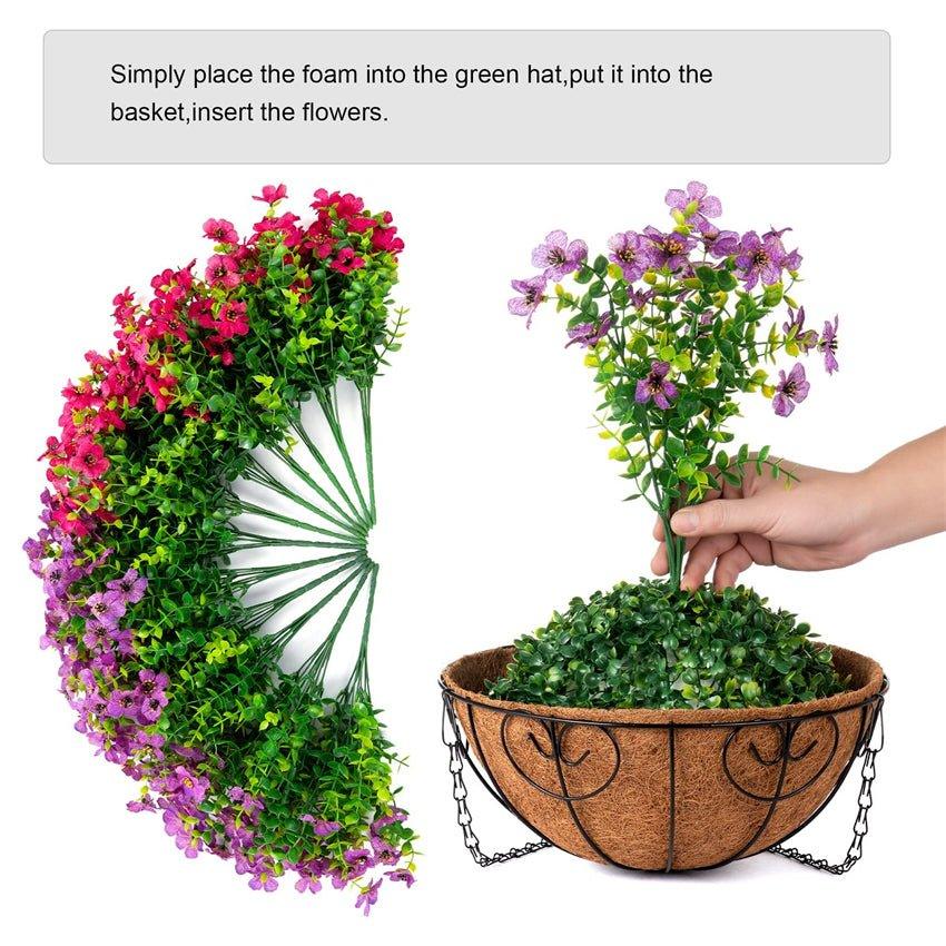 Artificial Daisy Mums with Hanging Basket- Purple Pink