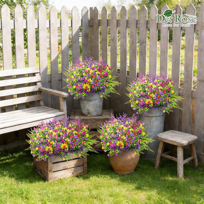  20 Bundles Fake Flowers Spring Artificial Flowers for Outdoors UV Resistant for Garden Patio Porch Farmhouse Home Window Box Decor（Colourful）